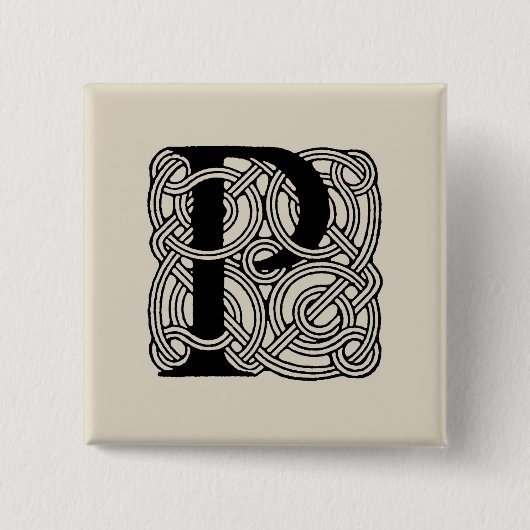 Buchstabe P Vintage Knotentonografie Button (Vorderseite)