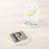 Buchstabe P Vintage Knotentonografie Getränkeuntersetzer (Seite)