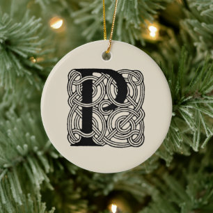 Buchstabe P Vintage Knotentonografie Keramik Ornament