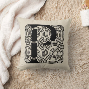 Buchstabe P Vintage Knotentonografie Kissen
