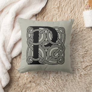 Buchstabe P Vintage Knotentonografie Kissen
