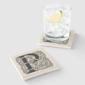 Buchstabe P Vintage Knotentonografie Steinuntersetzer (Seitenansicht)