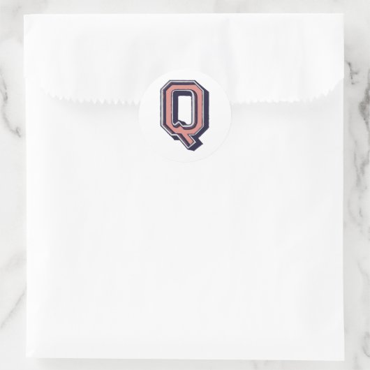 Buchstabe "Q" Elegant bestickt Runder Aufkleber (Tasche)