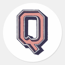 Buchstabe "Q" Elegant bestickt Runder Aufkleber