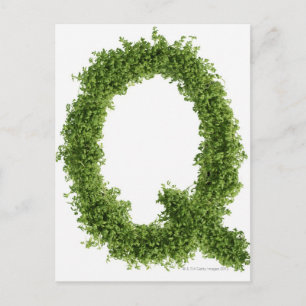 Buchstabe 'Q' in der Farbe auf weißem Hintergrund, Postkarte