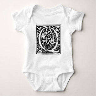 Buchstabe Q Mittelalterliche Monogramm-Kunst Art N Baby Strampler