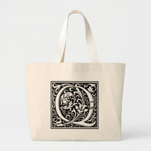 Buchstabe Q Mittelalterliche Monogramm-Kunst Art N Jumbo Stoffbeutel