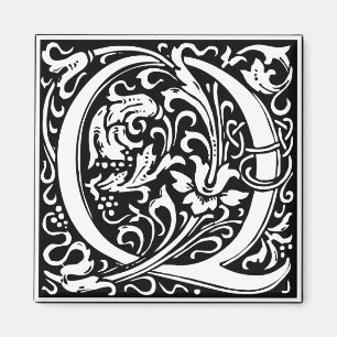 Buchstabe Q Mittelalterliche Monogramm-Kunst Art N Magnet