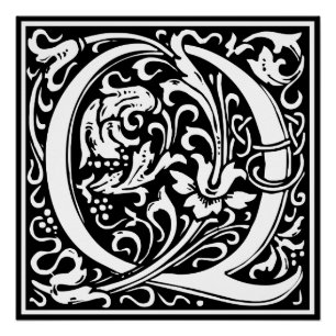 Buchstabe Q Mittelalterliche Monogramm-Kunst Art N Poster