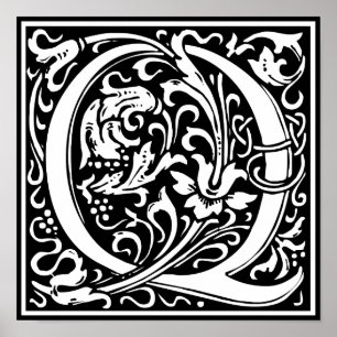 Buchstabe Q Mittelalterliche Monogramm-Kunst Art N Poster