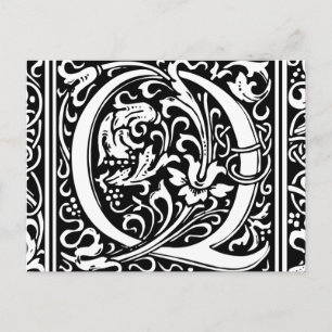 Buchstabe Q Mittelalterliche Monogramm-Kunst Art N Postkarte