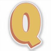 Buchstabe Q Monogramm, fett 3D-Schrifttype Anfangs Aufkleber (Vorderseite)