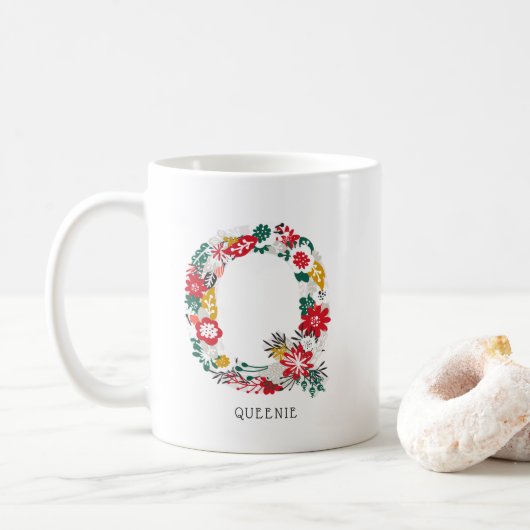 Buchstabe Q | Monogramm-I-Tasse für den Blasenbrie Kaffeetasse (Mit Donut)