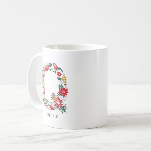 Buchstabe Q | Monogramm-I-Tasse für den Blasenbrie Kaffeetasse (Vorderseite Links)