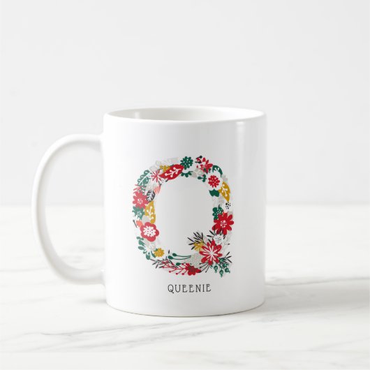 Buchstabe Q | Monogramm-I-Tasse für den Blasenbrie Kaffeetasse (Links)