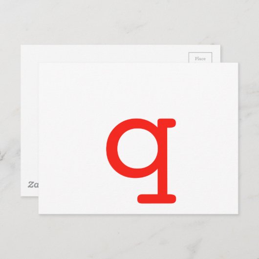 Buchstabe q postkarte (Vorne/Hinten)