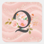 Buchstabe Q Quadratischer Aufkleber (Vorderseite)