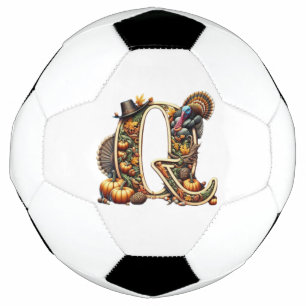 Buchstabe Q Thanksgiving-Style Truthahn Fußball