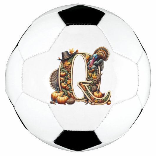 Buchstabe Q Thanksgiving-Style Truthahn Fußball (Vorderseite)