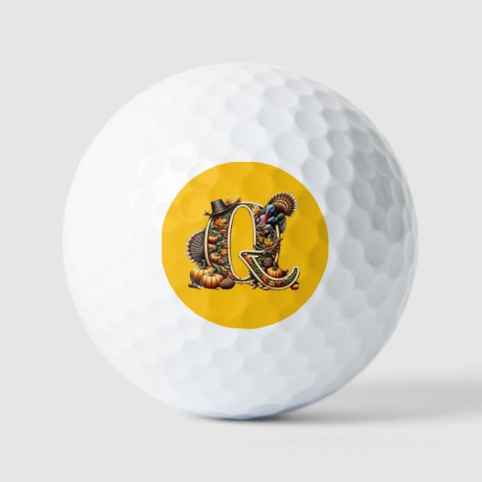Buchstabe Q Thanksgiving-Style Truthahn  Golfball (Vorderseite)