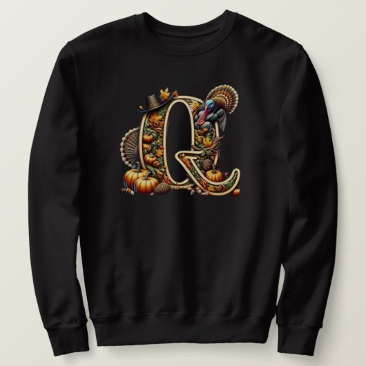 Buchstabe Q Thanksgiving-Truthahn Sweatshirt (Design vorne)