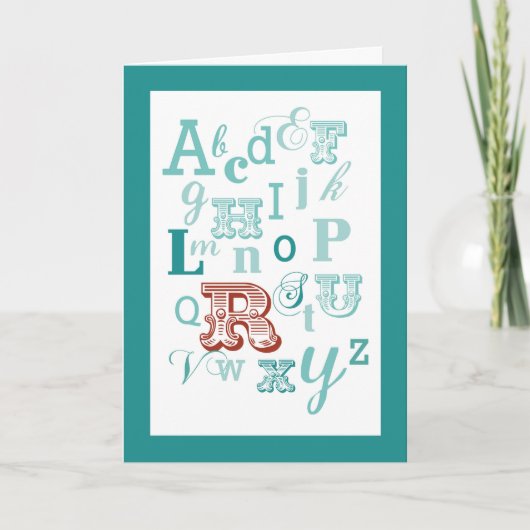 Buchstabe R Anfangsname Alphabet Geburtstag Aquama Karte (Vorderseite)