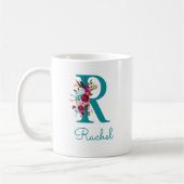 Buchstabe R Aquamarin rosa Kaffeetasse (Links)
