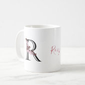 Buchstabe R, Cherry Blossom | Monogramm-Skriptname Kaffeetasse (Vorderseite Links)