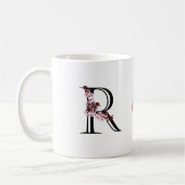 Buchstabe R, Cherry Blossom | Monogramm-Skriptname Kaffeetasse (Links)