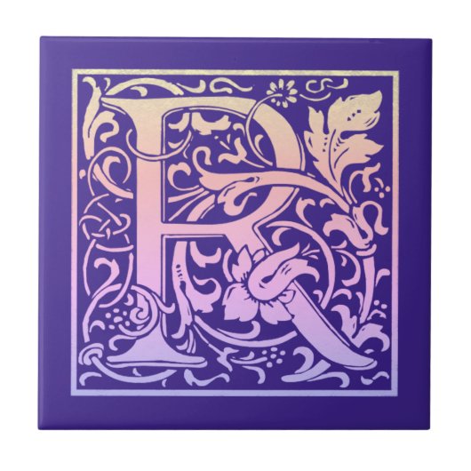 Buchstabe R Farbiger Vintager erster Buchstabe Fliese (Vorderseite)