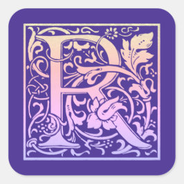 Buchstabe R Farbiger Vintager erster Buchstabe Quadratischer Aufkleber