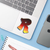 Buchstabe R - Flammenaufkleber Aufkleber (Laptop mit iPhone)