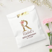 Buchstabe R Gold Monogramm Rosa Rosen Geschenktütchen (Versiegelt)
