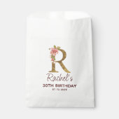 Buchstabe R Gold Monogramm Rosa Rosen Geschenktütchen (Vorderseite)