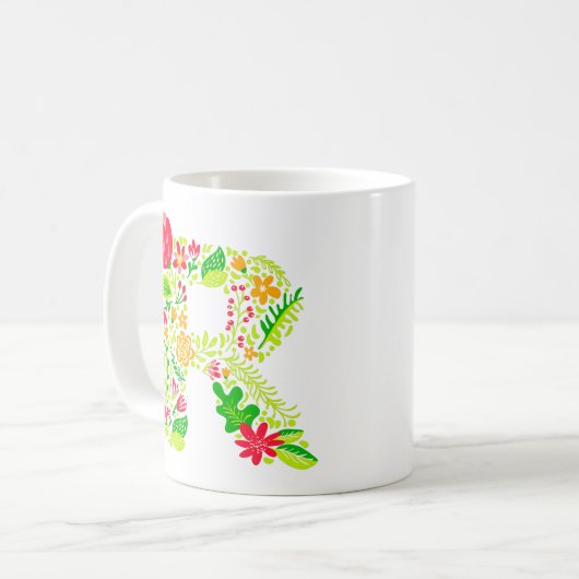 Buchstabe R in Blume Tasse (Vorderseite Links)