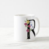Buchstabe R mit Blumen Kaffeetasse (VorderseiteRechts)