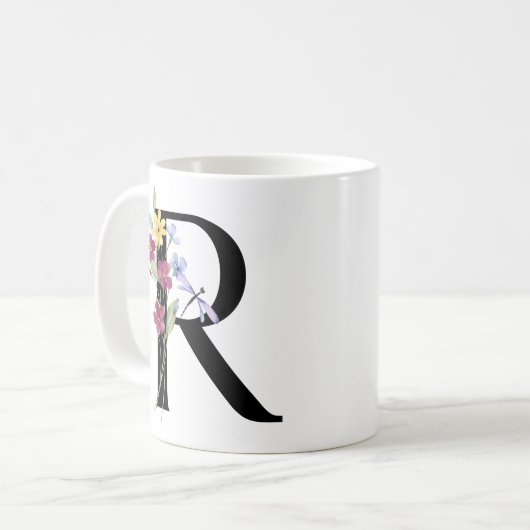 Buchstabe R mit Blumen Kaffeetasse (Vorderseite Links)