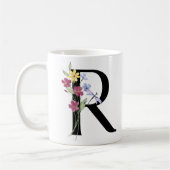 Buchstabe R mit Blumen Kaffeetasse (Links)