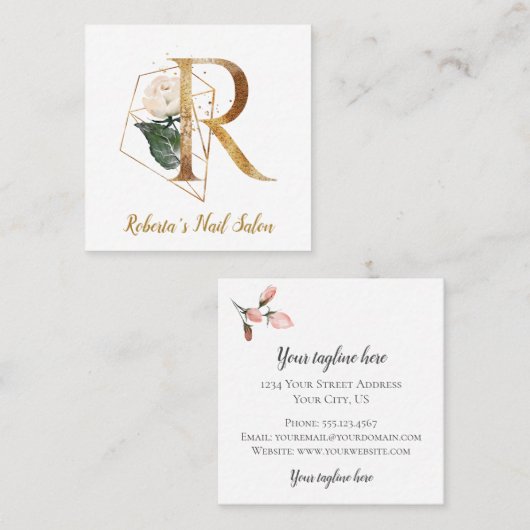 Buchstabe R mit Goldgeometrischem Entwurf und Quadratische Visitenkarte (Vorne/Hinten)