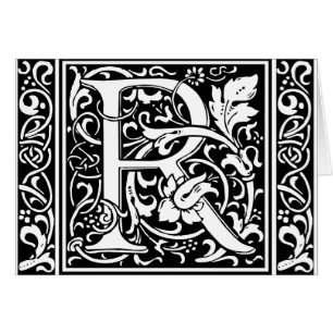 Buchstabe R Mittelalterliche Monogramm-Kunst Art N