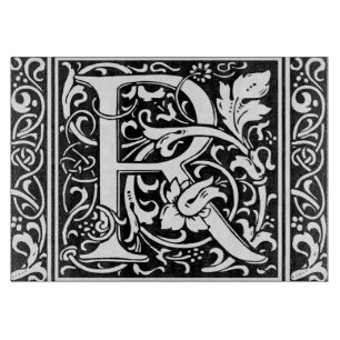 Buchstabe R Mittelalterliche Monogramm-Kunst Art N Schneidebrett