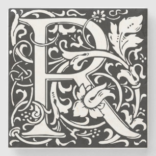 Buchstabe R Mittelalterliche Monogramm-Kunst Art N Steinuntersetzer