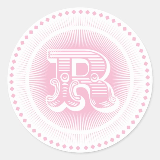 Buchstabe R Monogramm Aufkleber (Vorderseite)