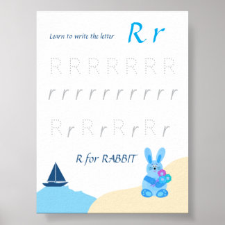 Buchstabe R Nachspurposter für Kinder Poster