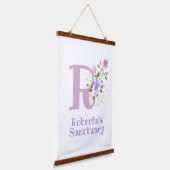 Buchstabe R plus Vorname mit Blumenmuster Wandteppich Mit Holzrahmen (Gewinkelt)