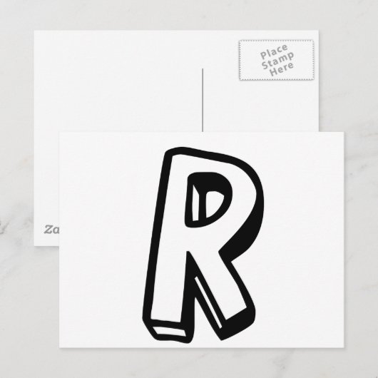 Buchstabe R Postkarte (Vorne/Hinten)
