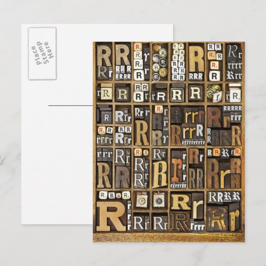 Buchstabe R Postkarte (Vorne/Hinten)