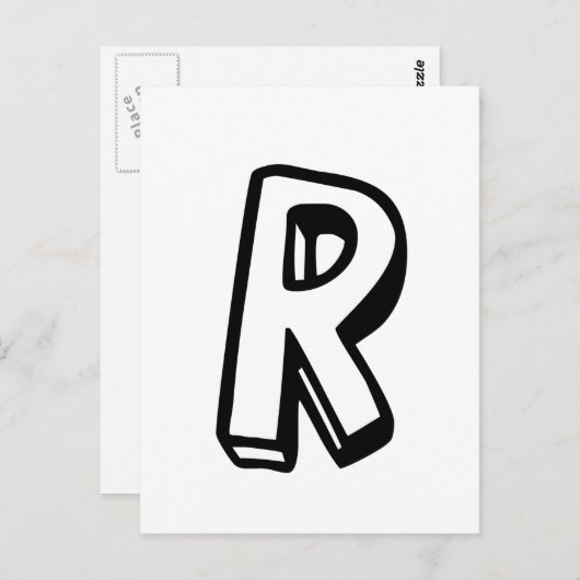 Buchstabe R Postkarte (Vorne/Hinten)