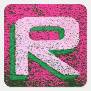 Buchstabe r quadratischer aufkleber