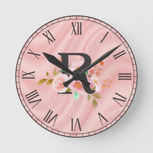 Buchstabe R Runde Wanduhr (Vorderseite)